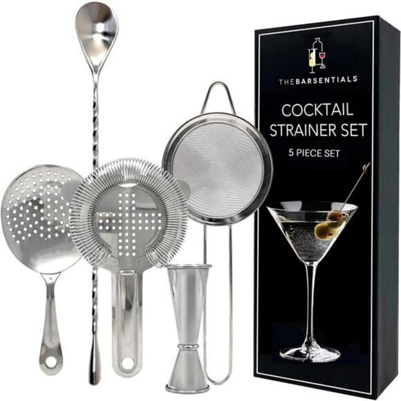 Stainless Steel Cocktail Strainer Bar Tool Set with Spoon Jigger for Mixing - Picture 1 of 7